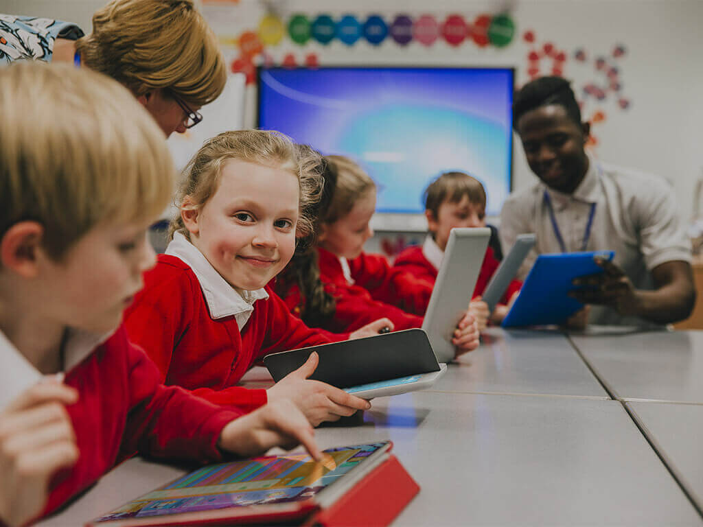 Group of primary school students using Mathletics