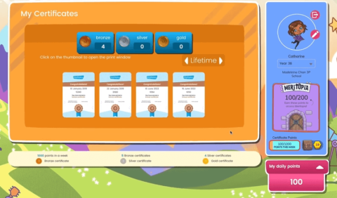 Mathletics Certificates Screenshot