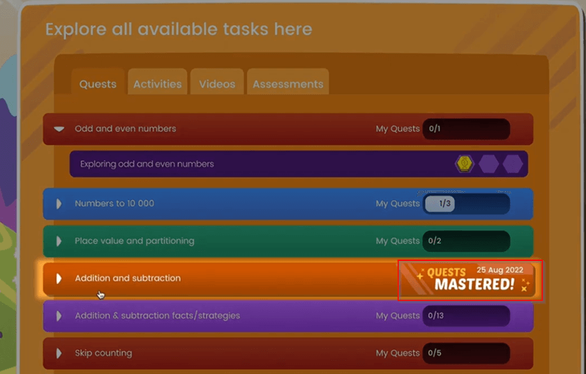 Mathletics Mastered Quests