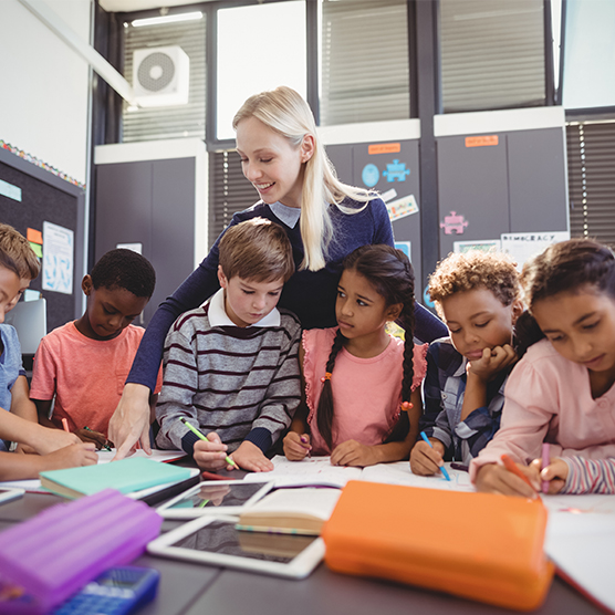 Teacher leading students with Mathletics